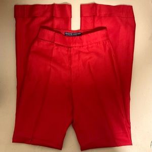 Ralph Lauren Collection Bright Red 100% Silk Wide Leg Pants Size 2 Made In USA